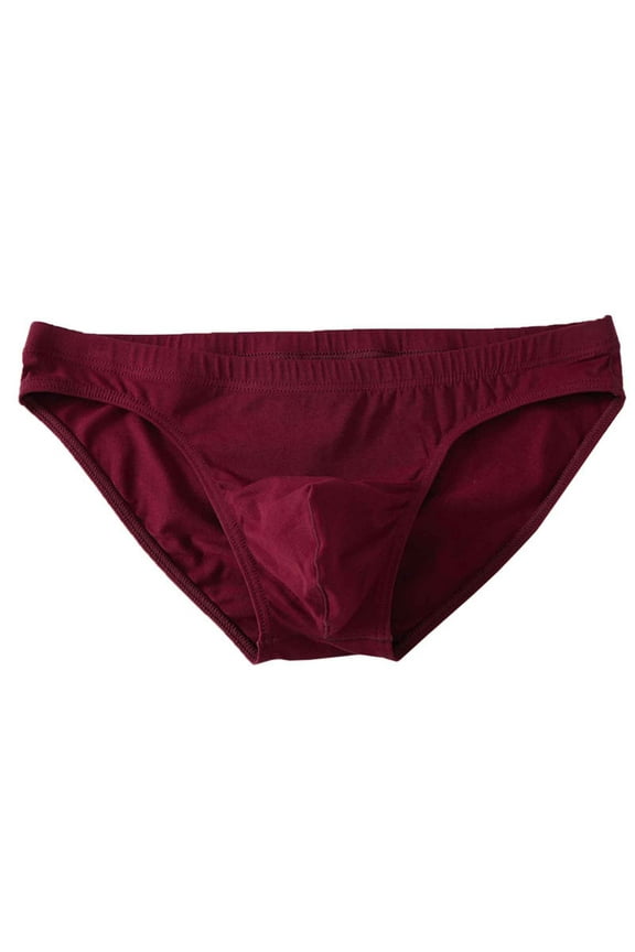 Mens Silk Underwear Briefs Plus Size Comfortable Soft Stretch Solid Magnetic Underpant Red L