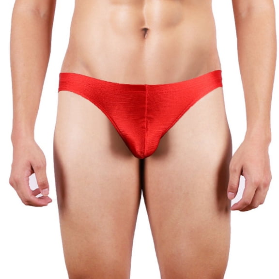 successthop Mens Silk Underwear Briefs Plus Size Cool Trendy Soft Breathable Solid Confidence Underpant Red M