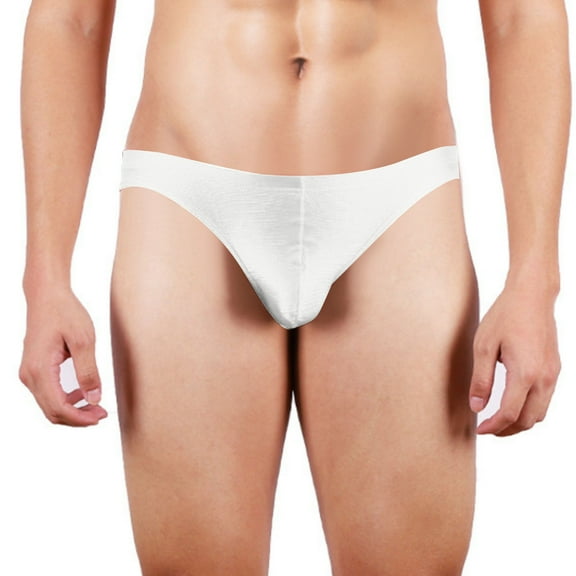 successthop Mens Silk Underwear Briefs Plus Size Cool Trendy Soft Breathable Solid Confidence Underpant White XL