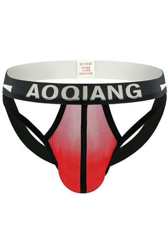 Mens Silk Underwear Briefs Plus Size Support Pouch Strap Sport Breathable Stretch Solid Boxer Brief Red L