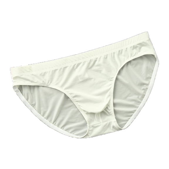 successthop Mens Silk Underwear Cool Low Waist Comfortable Underpant Lightweight Breathable Solid Briefs Beige 2XL