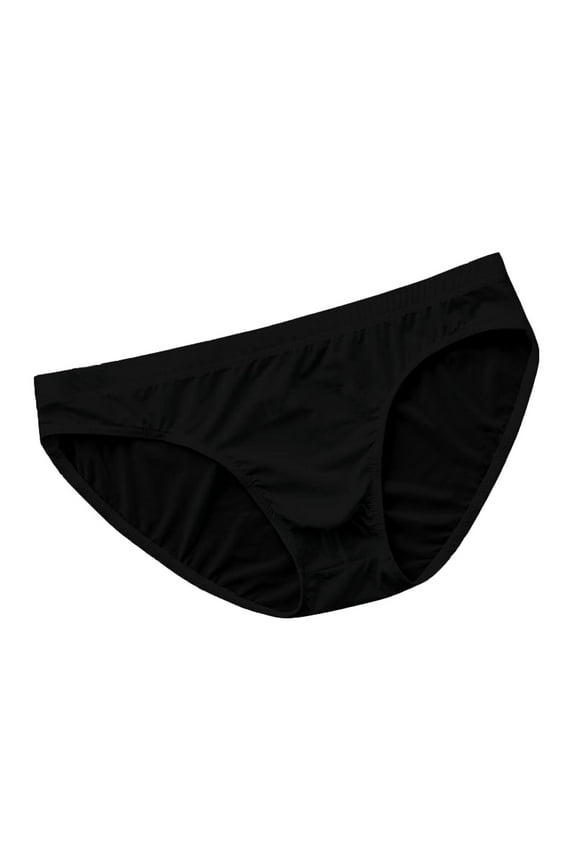 Mens Silk Underwear Cool Low Waist Comfortable Underpant Lightweight Breathable Solid Briefs Black 2XL
