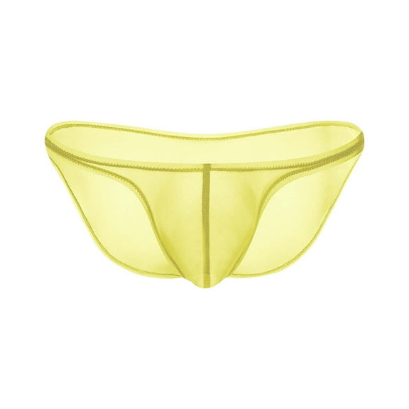 successthop Mens Silk Underwear Cool Low Waist Comfortable Underpant Lightweight Soft Solid Briefs Yellow XL