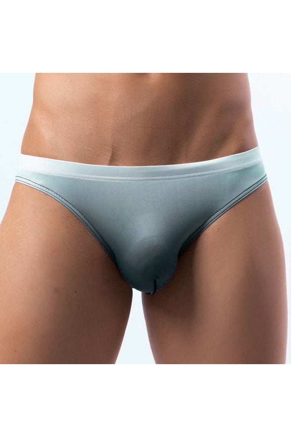 Mens Silk Underwear Low Waist Stylish Underpant Lightweight Soft Colorful Briefs Black L