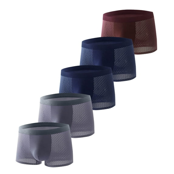 successthop Mens Silk Underwear Plus Size 5 Pack Cool Comfortable Breathable Solid Boxer Brief Multiple Pack Blue L