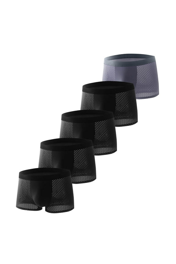 Mens Silk Underwear Plus Size 5 Pack Cool Comfortable Lightweight Breathable Solid Boxer Brief Multiple Pack