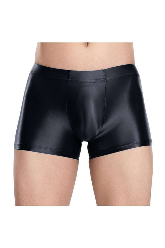 Mens Silk Underwear Plus Size Comfortable Lightweight Stretch Solid Magnetic Boxer Brief Black 2XL