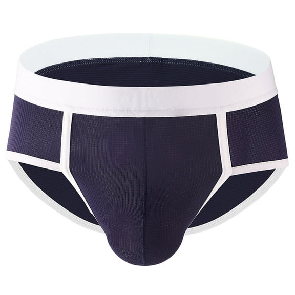 successthop Mens Silk Underwear Plus Size Cool Low Waist Comfortable Sport Lightweight Breathable Colorful Briefs Blue S