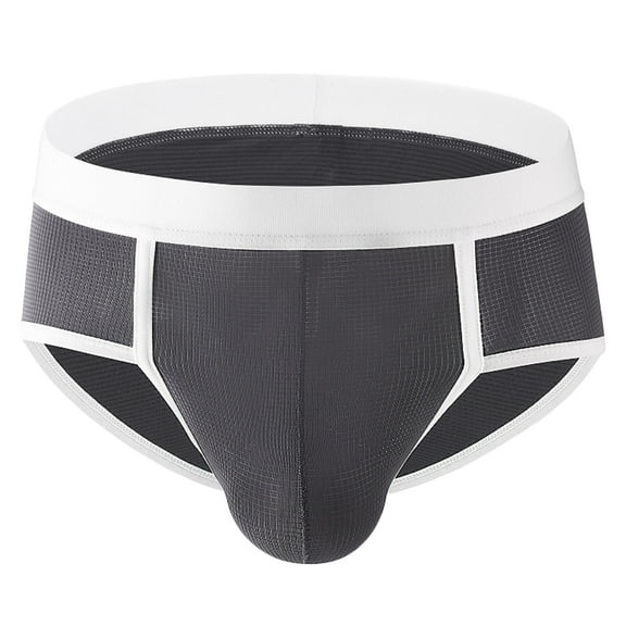successthop Mens Silk Underwear Plus Size Cool Low Waist Comfortable Sport Lightweight Breathable Colorful Briefs Gray M
