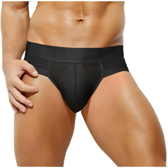 successthop Mens Silk Underwear Plus Size Cool Low Waist Mesh Comfortable Sport Lightweight Breathable Solid Briefs L