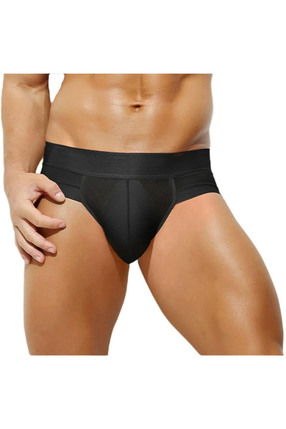 Mens Silk Underwear Plus Size Cool Low Waist Mesh Comfortable Sport Lightweight Breathable Solid Briefs XL
