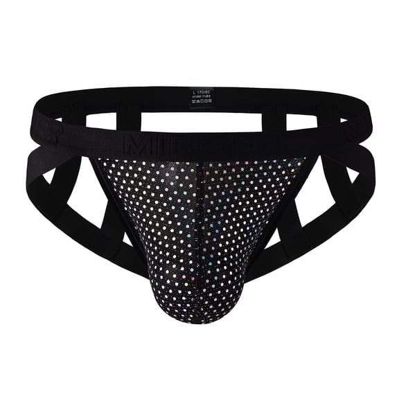 successthop Mens Silk Underwear Plus Size Cool Low Waist Strap Trendy Sport Lightweight Solid Briefs Black M