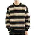 thumbnail image 1 of successthop Mens Stripe Sweaters Long Sleeve Chunky Crewneck Knitwear Ribbed Cuff Vintage Color Block Winter Tops, 1 of 3