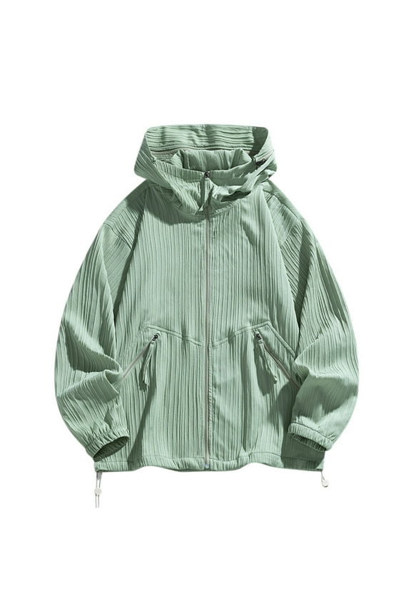 Mens Sun Hoodie Hooded Long Sleeve Solid Jacket for Outdoor Driving Traveling Hiking Fishing Green S