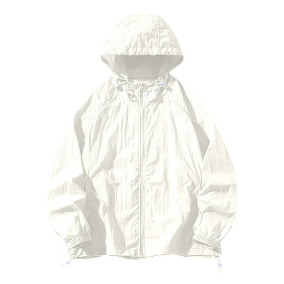 successthop Mens Sun Hoodie Hooded Quick Dry Long Sleeve Solid Jacket for Outdoor Driving Traveling Hiking Fishing White S