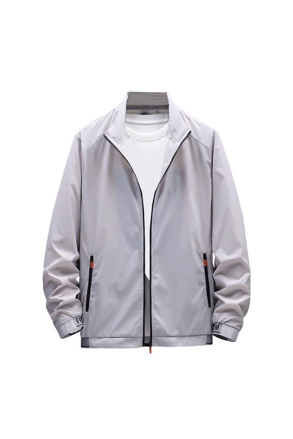 Mens Sun Hoodie Zip Up with Pockets Long Sleeve Solid Jacket for Outdoor Driving Traveling Hiking Fishing Gray M