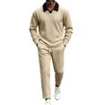 thumbnail image 1 of successthop Mens Sweat Suits Sets with Pockets 2 Piece Long Sleeve V Neck Collared Hoodie and Sweatpant Fall Outfits, 1 of 9