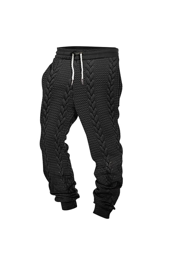 Mens Sweatpants Fleece Drawstring Joggers Elastic Waist Solid Trousers with Pockets Casual Sportpant