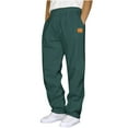 thumbnail image 1 of successthop Mens Sweatpants Open Bottom Athletic Fleece Straight Cargo with Pockets Drawstring Streetwear Solid Trousers, 1 of 7