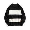 thumbnail image 1 of successthop Mens Sweatshirt Crewneck Oversized Plus Size Long Sleeve Sweaters Pullover Top Stripe Fall Clothes Black, 1 of 2