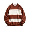 thumbnail image 1 of successthop Mens Sweatshirt Crewneck Oversized Plus Size Long Sleeve Sweaters Pullover Top Stripe Fall Clothes Brown, 1 of 6