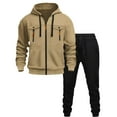 thumbnail image 1 of successthop Mens Sweatsuits 2pcs Sets Hoodie Plus Long Sleeve Zip Up Top and Drawstring Slim Joggers with Pockets Brown, 1 of 3