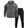 thumbnail image 1 of successthop Mens Sweatsuits 2pcs Sets Hoodie Plus Long Sleeve Zip Up Top and Drawstring Slim Joggers with Pockets Gray L, 1 of 6