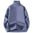 thumbnail image 1 of successthop Mens Turtleneck Sweaters Long Sleeve Sweater Chunky Fall Winter Pullover Tops Trendy Solid Clothes Blue M, 1 of 4