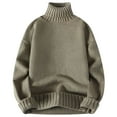 thumbnail image 1 of successthop Mens Turtleneck Sweaters Long Sleeve Sweater Chunky Fall Winter Pullover Tops Trendy Solid Clothes Green M, 1 of 4