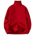 thumbnail image 1 of successthop Mens Turtleneck Sweaters Long Sleeve Sweater Chunky Fall Winter Pullover Tops Trendy Solid Clothes Red S, 1 of 4