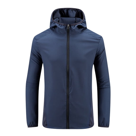 successthop Mens UV Protection Shirts for Swimming Hooded Long Sleeve Solid Jacket for Outdoor Driving Traveling Hiking Fishing Blue 4XL