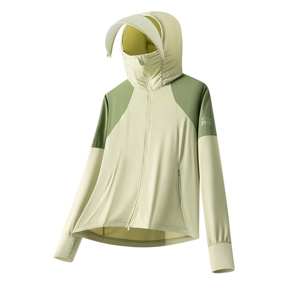 successthop Mens UV Protection Shirts for Swimming Hooded Long Sleeve Solid Jacket for Outdoor Driving Traveling Hiking Fishing Green 2XL