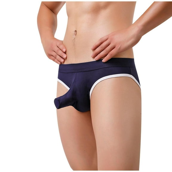 successthop Mens Underwear Briefs Plus Size Comfortable Sport Soft Breathable Stretch Solid Underpant Blue L