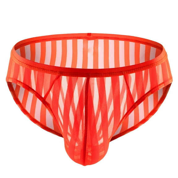 successthop Mens Underwear Briefs Plus Size Cool Mesh Sustainable Lightweight Breathable Solid Underpant Orange 2XL