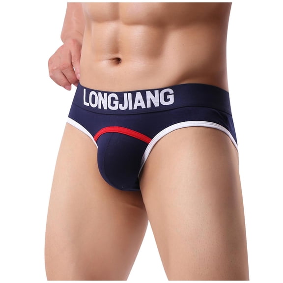 successthop Mens Underwear Briefs Plus Size Trendy Sport Lightweight Breathable Stretch Solid Underpant Blue S