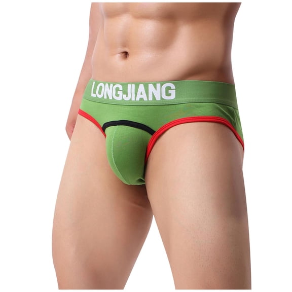 successthop Mens Underwear Briefs Plus Size Trendy Sport Lightweight Breathable Stretch Solid Underpant Green M