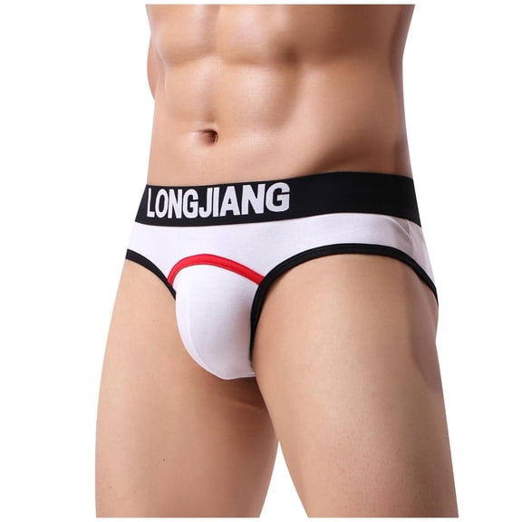 successthop Mens Underwear Briefs Plus Size Trendy Sport Lightweight Breathable Stretch Solid Underpant White M