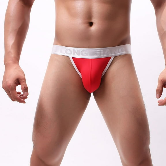 successthop Mens Underwear Briefs Stylish Sport Soft Breathable Stretch Solid Underpant Red XL