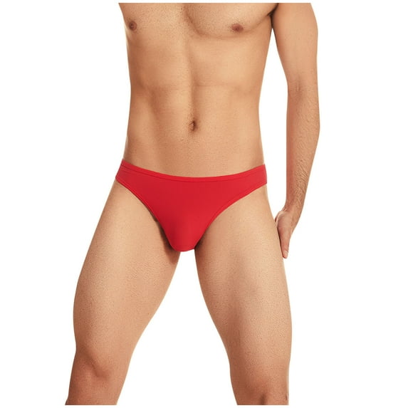 successthop Mens Underwear Briefs Trendy Lightweight Soft Stretch Solid Magnetic Underpant Red L