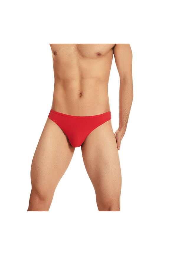 Mens Underwear Briefs Trendy Lightweight Soft Stretch Solid Magnetic Underpant Red XL