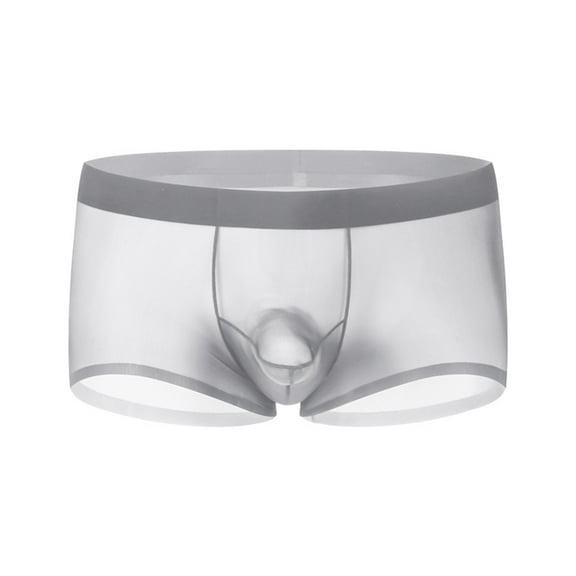 successthop Mens Underwear Silk Boxer Briefs Cool Low Rise Trendy Sport Breathable Solid Magnetic Underpant Gray 3XL