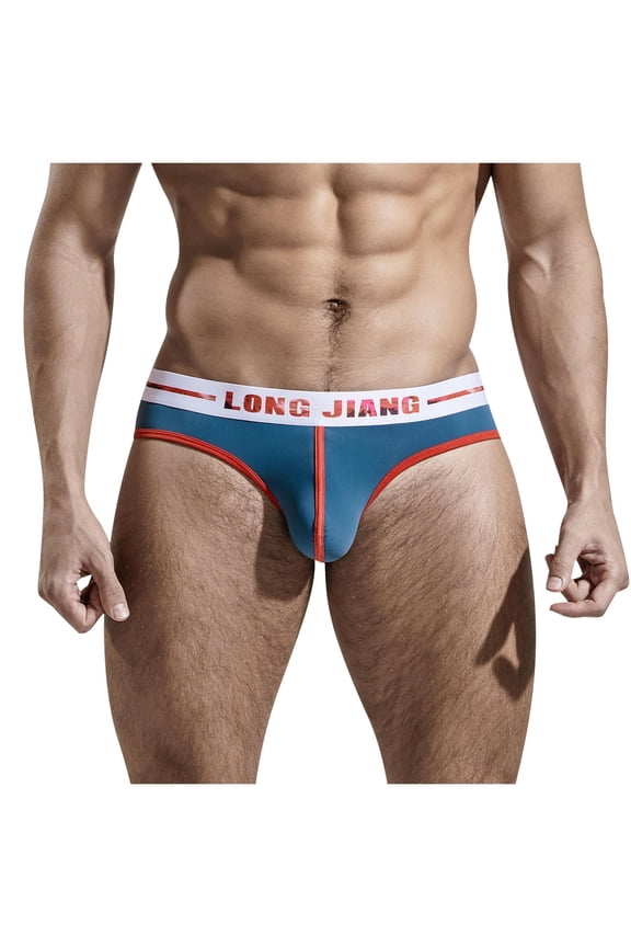 Mens Underwear with Pouch for Balls Plus Size Support Comfortable Sport Breathable Stretch Solid Briefs Blue