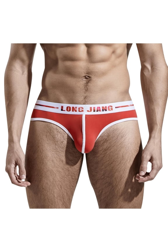 Mens Underwear with Pouch for Balls Plus Size Support Comfortable Sport Breathable Stretch Solid Briefs Red