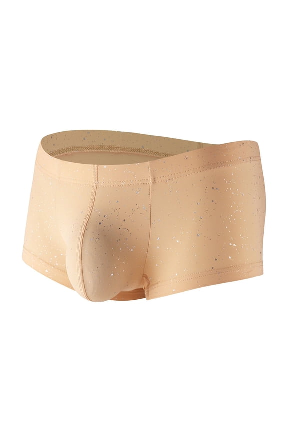 Mens Underwear with Pouch for Balls Support Low Rise Lightweight Breathable Stretch Solid Boxer Brief Beige