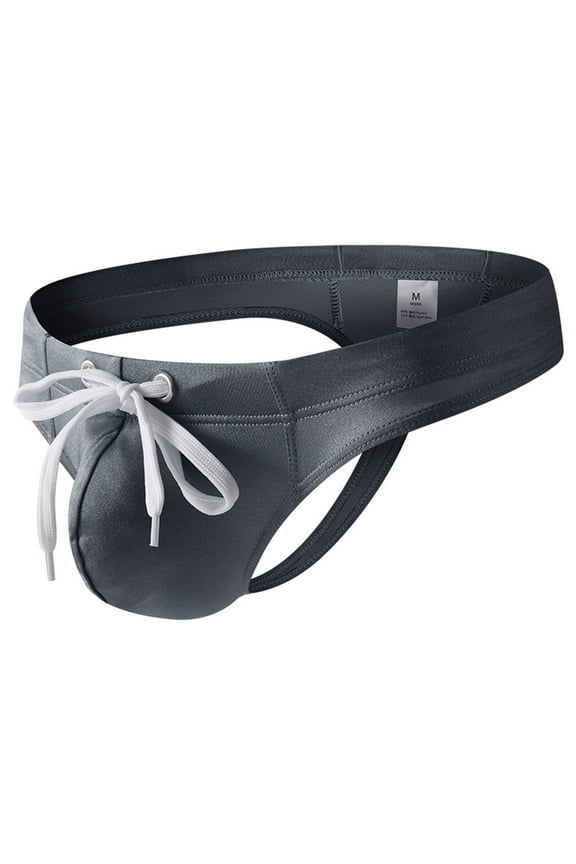 Mens Underwear with Pouch for Balls Support Strap Comfortable Lightweight Breathable Solid Briefs Gray L