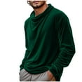 thumbnail image 1 of successthop Mens Velour Shirts Elegant Pleated Plus Size Mock Neck Streetwear Casual Long Sleeve Clothes Solid Tops S, 1 of 9