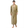 thumbnail image 1 of successthop Mens Waffle Robe Long Bathrobe with Pockets Loose Sleepwear Bath Spa Belted Solid Absorption Housecoat Green, 1 of 4