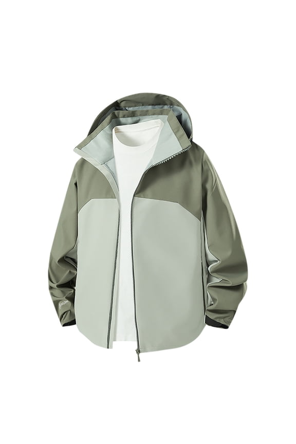 Mens Wind Breaker Jackets with Hood Plus Size Waterproof Tops Zip Up Rain Jacket Fall Outwear with Pockets