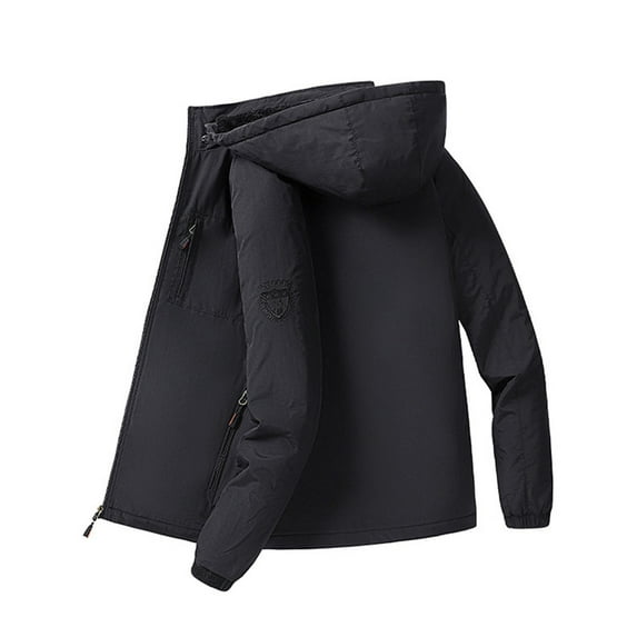 successthop Mens Winter Coats Fleece Thick Waterproof Breathable Long Sleeve Hooded Jacket Zipper Fall Rainjacket