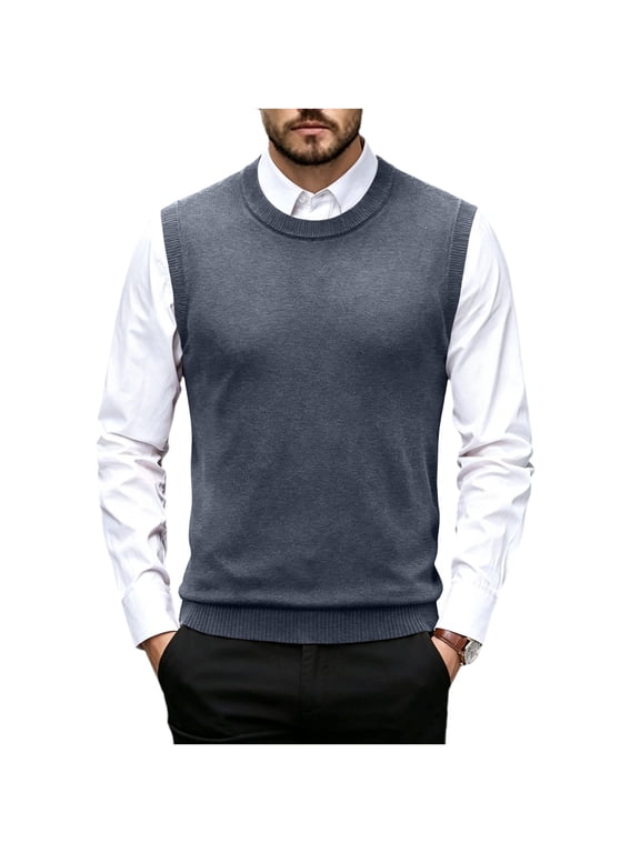 Mens Wool Sweaters for the Winter Sleeveless Crewneck Pullover Tops Lightweight Solid Fall Casual Knitwear
